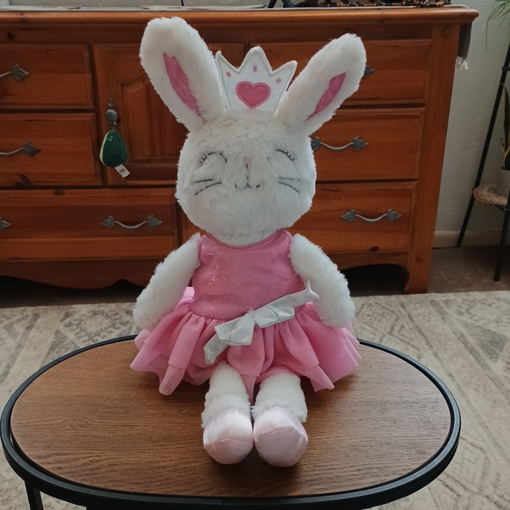 Pink Plush Bunny with Crown